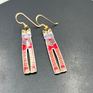 Laurel Burch Earrings Red Nubian Cat Silver Cloisonne French Ear Wire
Dangle‎